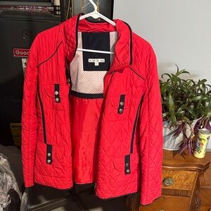 Vibrant Red Quilted Utility Jacket